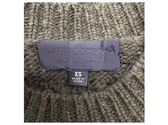 Nili Lotan Rundhals-Strickpullover aus olivgrüner Wolle - Ansicht 7