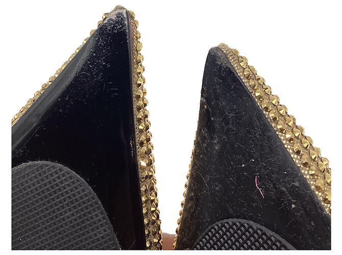 Zapatos de tacón Versace adornados con imperdibles en Gold Crystal Dorado - vista 7