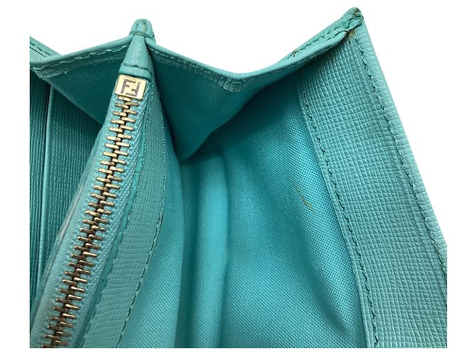 Fendi 2014 Continental Geldbörse aus hellblauem Leder - Ansicht 12