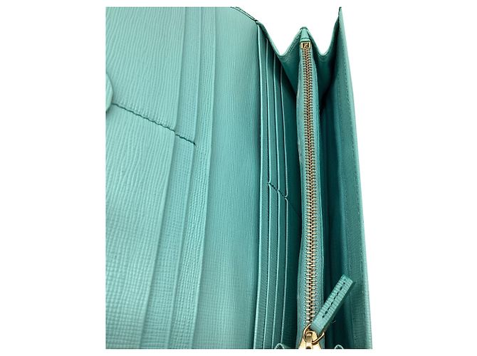 Fendi 2014 Continental Geldbörse aus hellblauem Leder - Ansicht 13