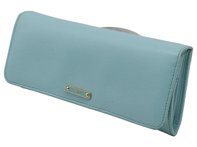 Fendi 2014 Continental Geldbörse aus hellblauem Leder - Ansicht 2