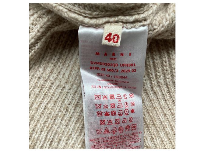 Pull en laine beige avec logo brodé Marni - vue 10