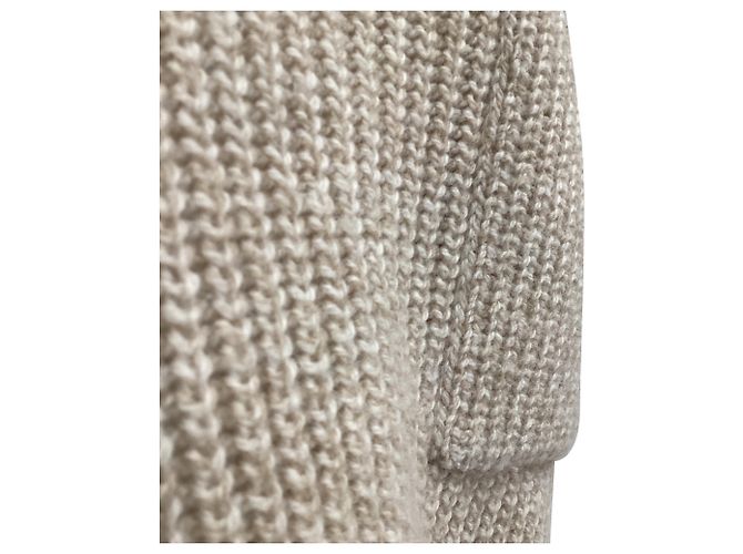 Pull en laine beige avec logo brodé Marni - vue 14
