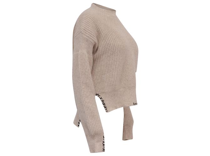 Pull en laine beige avec logo brodé Marni - vue 4