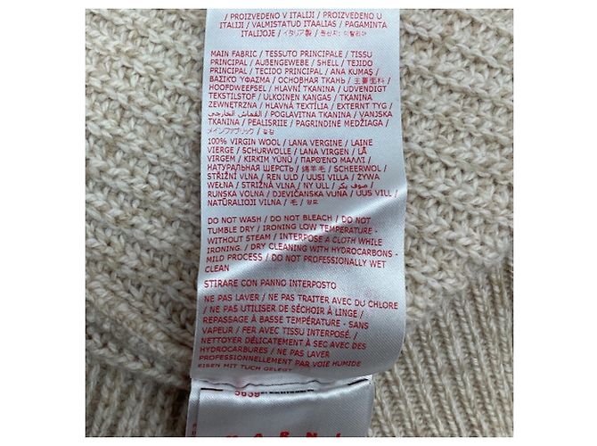 Pull en laine beige avec logo brodé Marni - vue 9