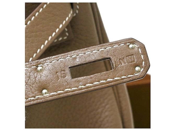 Hermès Kelly Etoupe Clemence con Hardware Palladium 35 Beige - vista 6