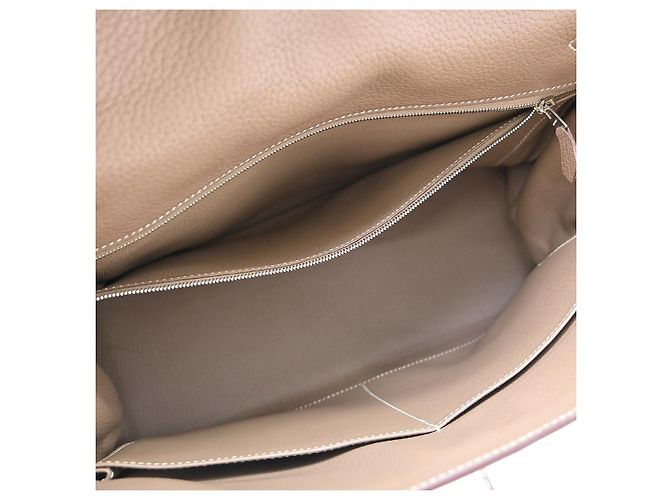 Hermès Kelly Etoupe Clemence con Hardware Palladium 35 Beige - vista 7