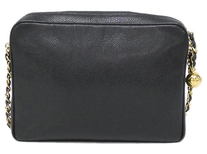 Borsa a tracolla Chanel in pelle Caviar Nero D'oro - vista 2