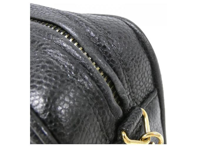 Borsa a tracolla Chanel in pelle Caviar Nero D'oro - vista 4