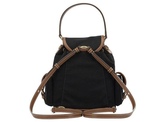 Miu Miu Zaino medio in tela e pelle Nero - vista 4