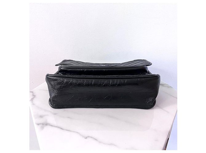 Saint Laurent Vintage Schultertasche aus Leder in Schwarz, Größe Medium - Ansicht 10
