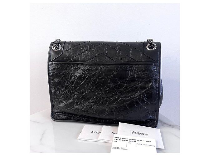 Saint Laurent Vintage Schultertasche aus Leder in Schwarz, Größe Medium - Ansicht 3