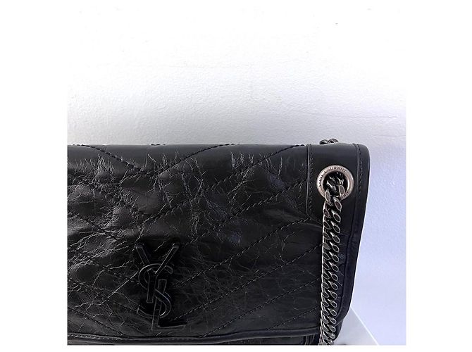 Saint Laurent Vintage Schultertasche aus Leder in Schwarz, Größe Medium - Ansicht 5