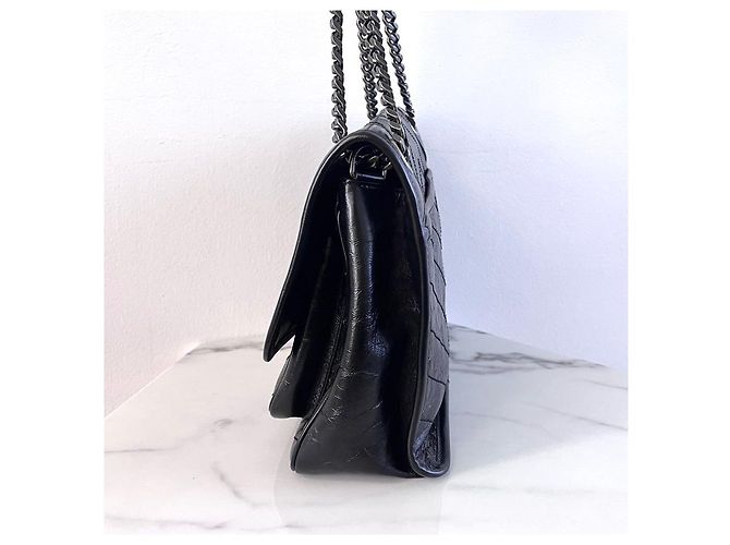 Saint Laurent Vintage Schultertasche aus Leder in Schwarz, Größe Medium - Ansicht 8