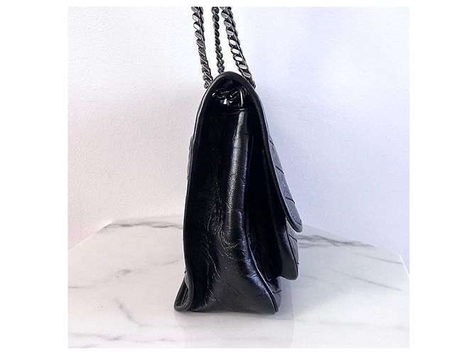 Saint Laurent Vintage Schultertasche aus Leder in Schwarz, Größe Medium - Ansicht 9