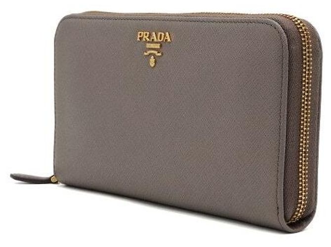Prada Cartera larga con cremallera de cuero ARGILLA - vista 3