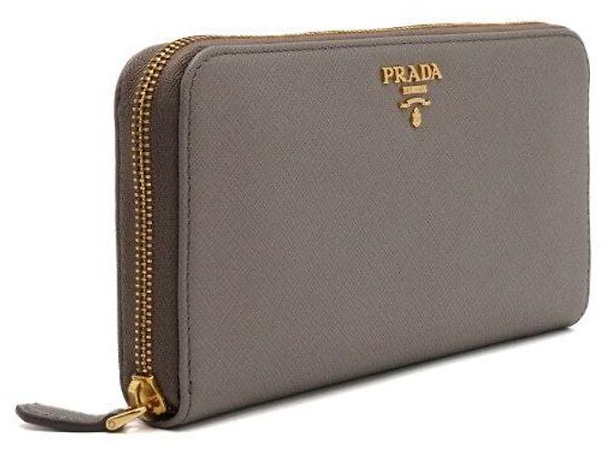 Prada Cartera larga con cremallera de cuero ARGILLA - vista 4