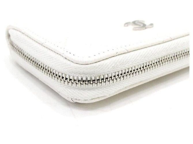 Chanel Portacarte con zip CC classico in Caviar bianco argento - vista 11