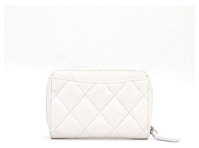 Chanel Portacarte con zip CC classico in Caviar bianco argento - vista 5