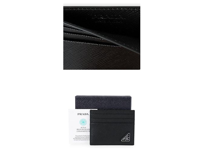 Prada Men's Triangle Logo Saffiano Leather Card Holder Black - view 5