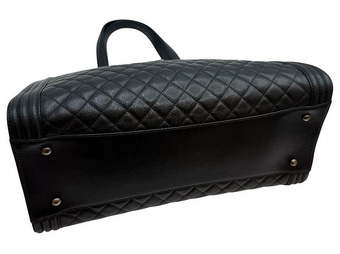 Chanel Borsa Shopping Boy in Pelle di Agnello Nera Nero - vista 5