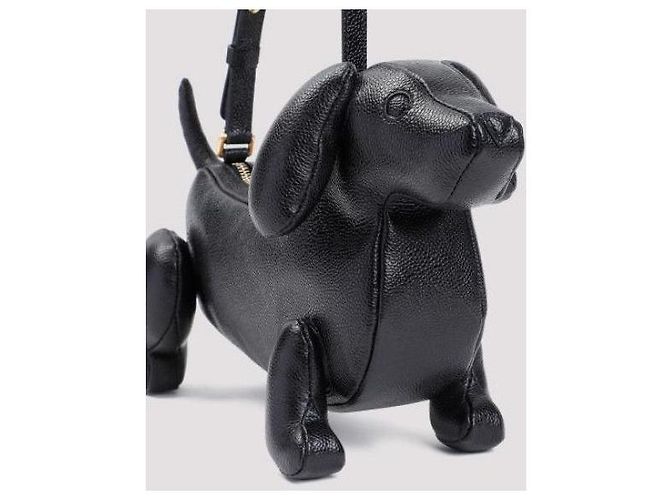 Thom Browne Borsa Baguette Hector in pelle Pebble Grain Nero - vista 8