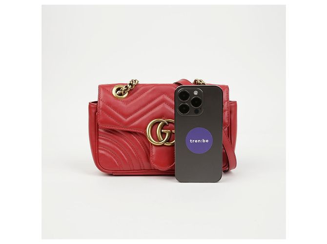 Gucci Mini bolso de hombro GG Marmont matelassé rojo - vista 14