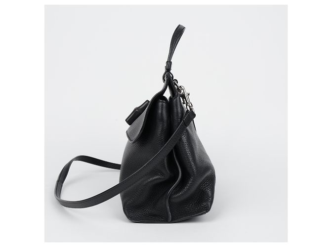 Bamboo Gucci Borsa tote e a tracolla in pelle con decorazione chiusura in bambù, Nero - vista 2