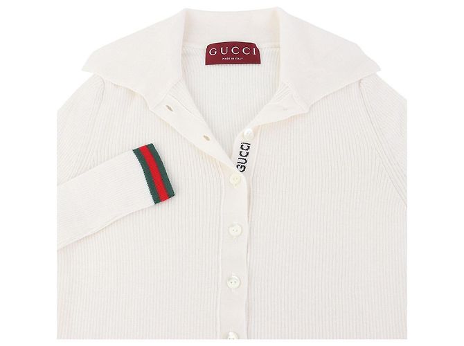 Gucci Besticktes Polohemd aus Kaschmir und Seide Weiß - Ansicht 3
