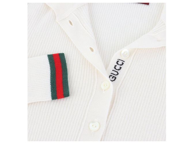 Gucci Besticktes Polohemd aus Kaschmir und Seide Weiß - Ansicht 4
