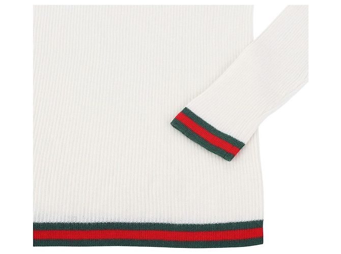 Gucci Besticktes Polohemd aus Kaschmir und Seide Weiß - Ansicht 5