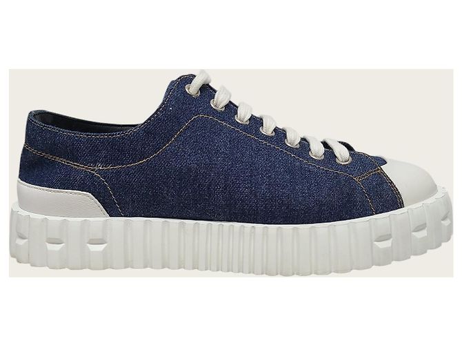 Hermès Blue Ponsee Denim Canvas Cross Sneaker Blau - Ansicht 2