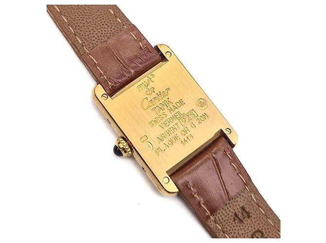 Cartier Must Tank Silber vergoldete Uhr Weiß - Ansicht 5