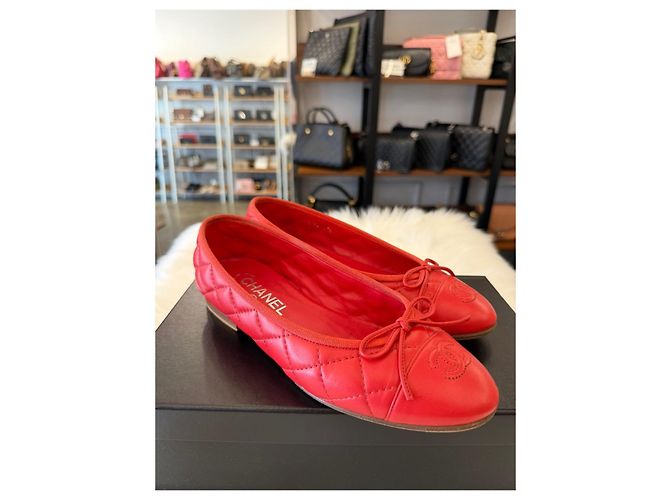 Chanel Gesteppte Ballerinas Rot - Ansicht 10