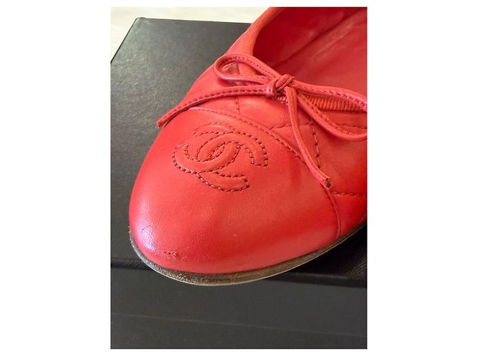 Chanel Gesteppte Ballerinas Rot - Ansicht 12