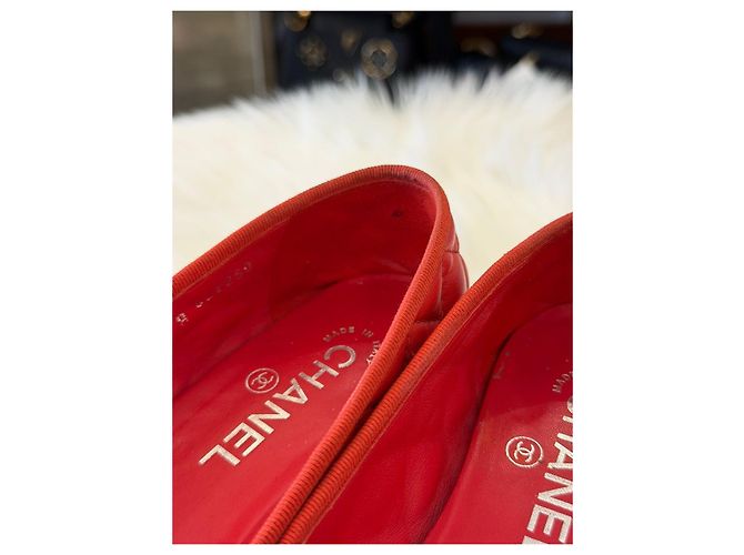 Chanel Gesteppte Ballerinas Rot - Ansicht 13