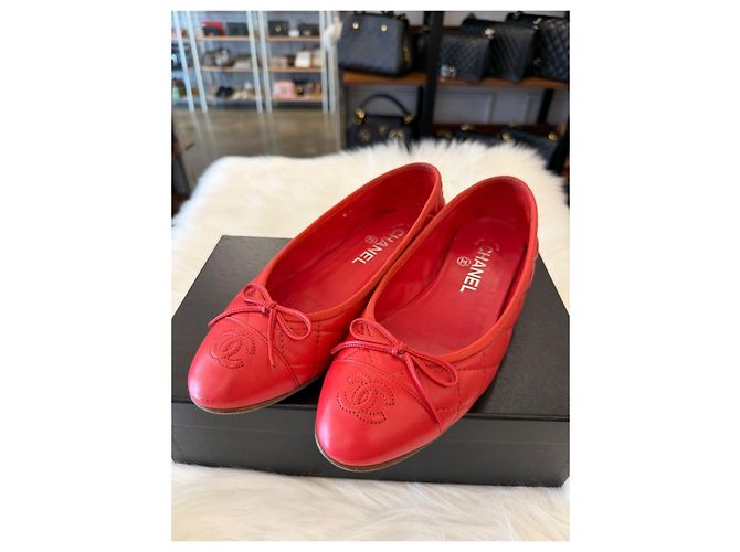 Chanel Gesteppte Ballerinas Rot - Ansicht 5