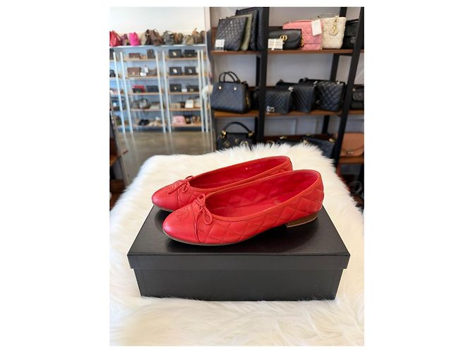 Chanel Gesteppte Ballerinas Rot - Ansicht 6