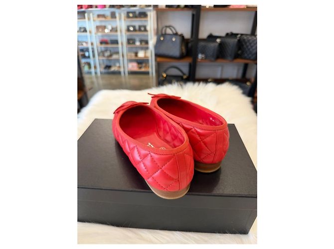 Chanel Gesteppte Ballerinas Rot - Ansicht 7