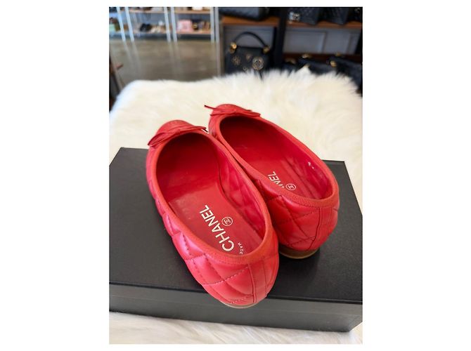 Chanel Gesteppte Ballerinas Rot - Ansicht 8