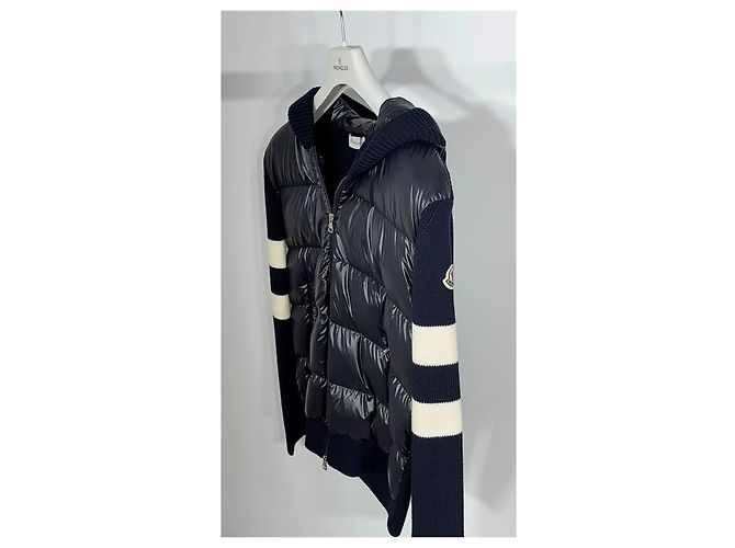 Moncler Gesteppte Strickjacke mit Reißverschluss und Logo Schwarz - Ansicht 5