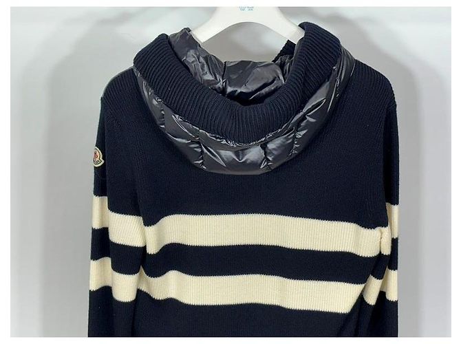 Moncler Gesteppte Strickjacke mit Reißverschluss und Logo Schwarz - Ansicht 7