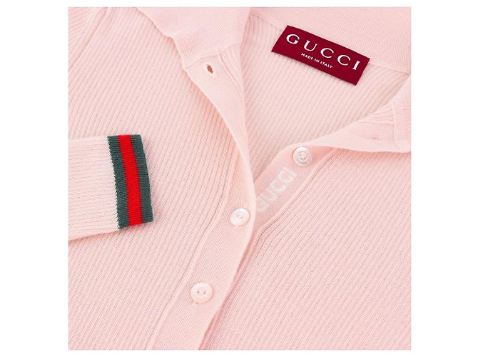 Gucci Besticktes Polohemd aus Kaschmir und Seide Rosa Pink - Ansicht 4