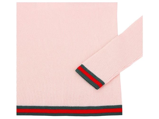 Gucci Besticktes Polohemd aus Kaschmir und Seide Rosa Pink - Ansicht 5