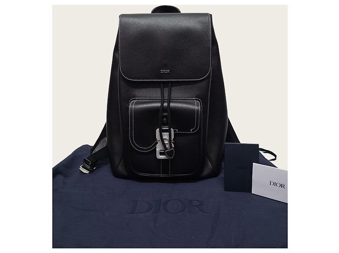 Dior Mochila Saddle com aba em couro de bezerro grão preto - vista 7