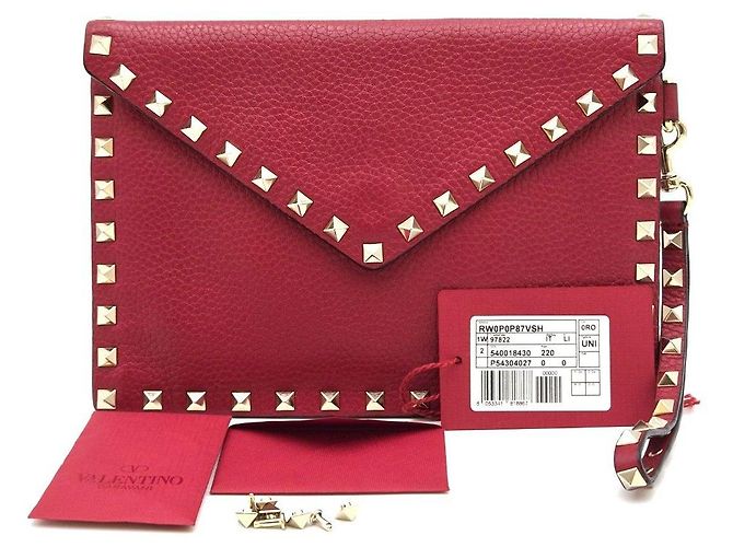 Valentino Clutch a Busta Rockstud Rossa Rosso - vista 5