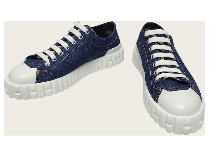 Hermès Blue Ponse Denim Canvas Cross Sneaker Blau - Ansicht 3