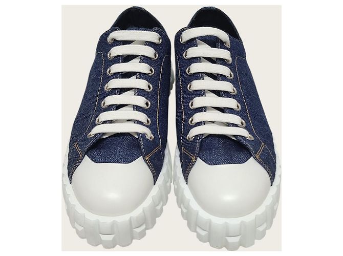 Hermès Blue Ponse Denim Canvas Cross Sneaker Blau - Ansicht 6