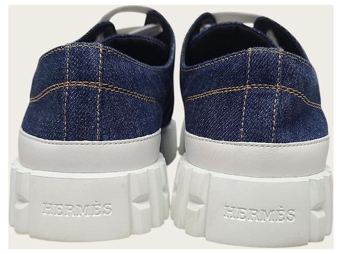 Hermès Blue Ponse Denim Canvas Cross Sneaker Blau - Ansicht 7