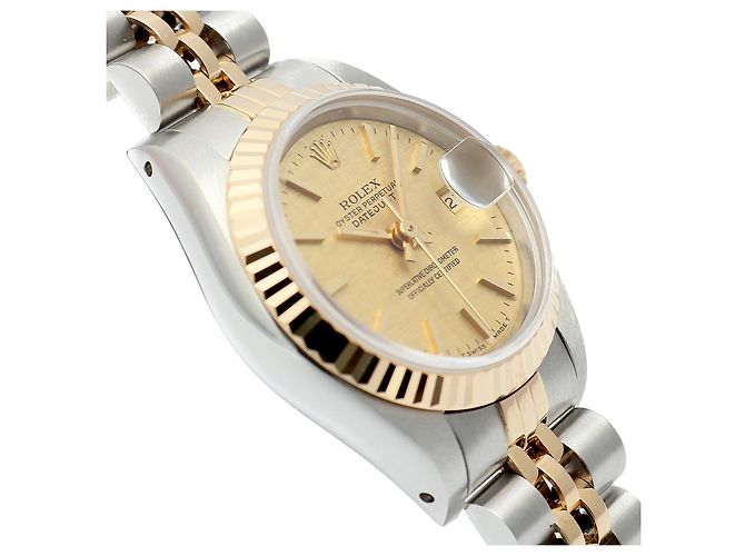 Rolex Datejust Quadrante in Lino Champagne Gold Orologio Combo Vintage da Donna - vista 11